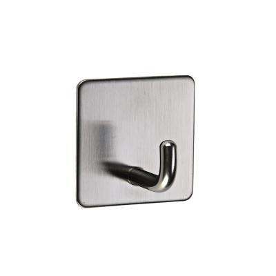 China Durable Matte Black Towel Hook Stainless Steel Rustproof Bathroom Adhesive Towel Coat Hook for sale