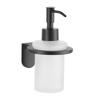 China Luxury Foam Soap Dispenser Metal Bathroom Kitchen Round Shape Soap Dispenser Wall Mounted Holder With Glass Bottle for sale