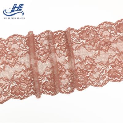 China Decorative Double Edge Wrap 18cm Elastic Elastic Knitted White Guipure Lace Trim For Lingerie Or Ladies Dress for sale