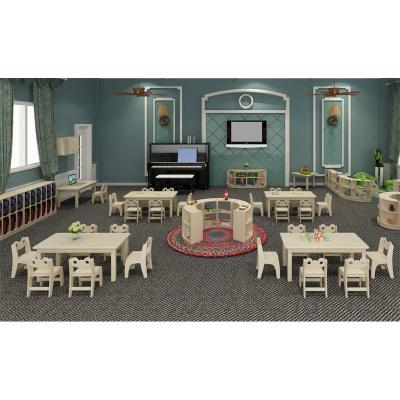 China Wood Childcare Furniture Comfortable School Tables from High-quality Moetry TUV Certificated and Chairs Company for sale