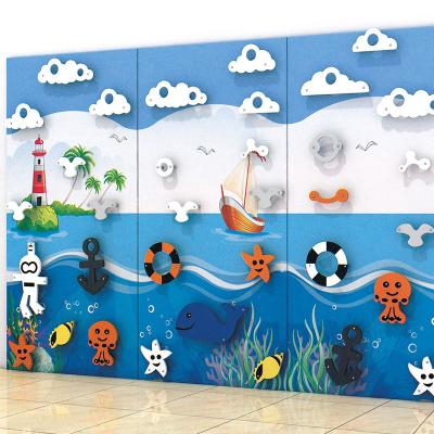 China Moetry High Quality Indoor Climbing Equipment Ocean Theme Kids Blue Wall Climber For Indoor Kindergarten Activity Room for sale