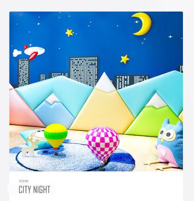 China Moetry Environmental/Comfortable/Durable 2020 Foam Stretch Walls Padding City Night Anti-Collision Thick Pads For Kids Gym Wall Indoor Decoration for sale