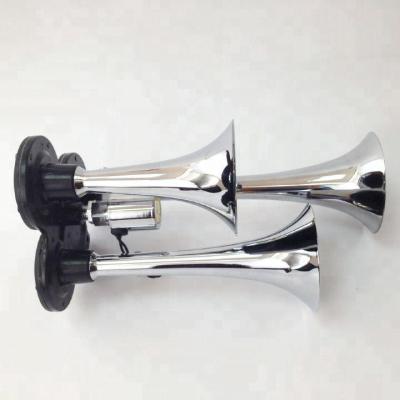 China 3PCS Zinc Alloy Van Air Horn Kit 12V 118Db Chrome Triple Trumpets Car Kit for sale