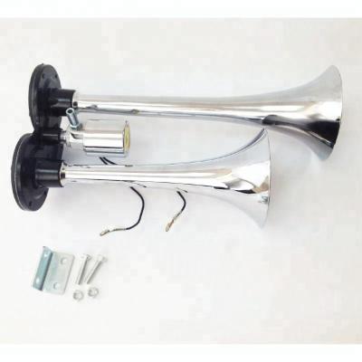 China ZINC TRUMPET Chrome Zinc Dual Trumpet Air Horn For All 12V Vehicles Trucks Lorrys Trains Boats Cars Vans for sale