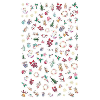 China Cartoon Xmas Series Nail Art Sticker For Kids Holiday Stock Waterproof Large Christmas Festival Style for sale