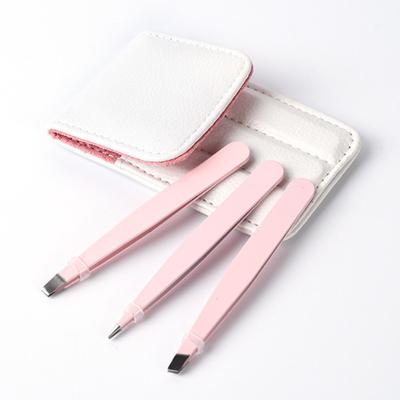 China 3pcs/set Stainless Steel Eyebrow Tweezers Eyelash Extension Set for sale