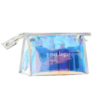 China Custom Logo Laser Clear Holographic Cosmetic PVC Laser Reflective Color Laser Makeup Bag For Make Up Tools for sale