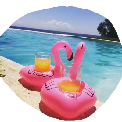 China Public Inflatable Pink Flamingo Coasters Mini Cup Drink Holder Swimming Pool Float for sale