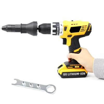 China Carbon Steel Riveting Tool Attachment Cordless Electric Rivet Nut Gun Drill Adapter for sale