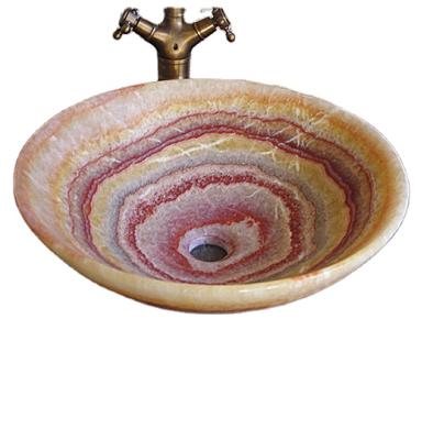 China Natural Stone Onyx Modern Basin Honey Bathroom Sink Countertops Kitchen Natural Stone Marble Sinks for sale