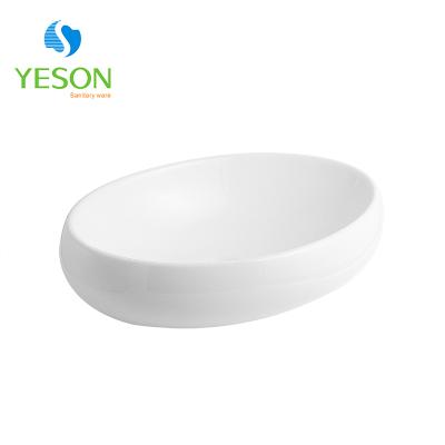 China Good Quality Modern White Bathroom Porcelain Lavatory Egg Shape Countertops Vanity Basin for sale