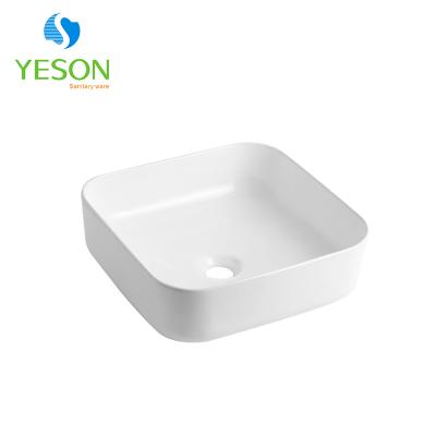 China Counter Cabinet Above Sinks Sanitary Ware Ceramic Basin White Square Shape Art Wash Basin for sale