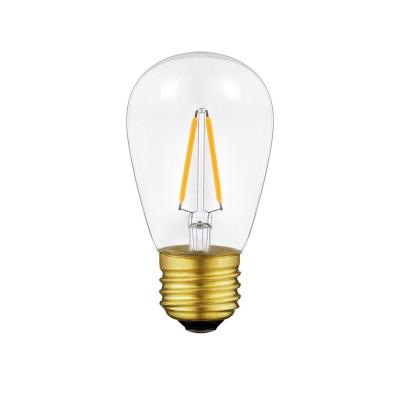 China Hot Sale Garden In Stock 220V 120V Sockets S14 2W Warm White Clear Globe LED 2700K E27 Glass Filament Bulb for sale