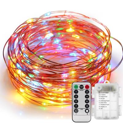 China Curtain Led Copper String Light Battery Operated 3*AA Fairy Lights With Outdoor 8 Functions 10m 100LEDs Garden Patio Porch Curtain LED Copper String Light for sale