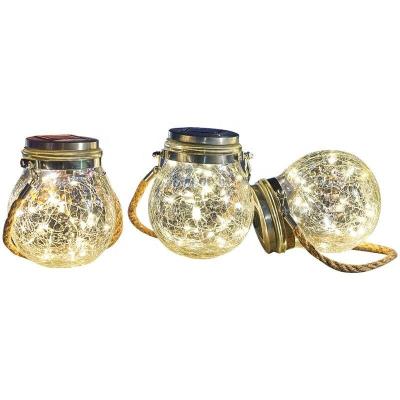 China Beautiful Hot Selling Decorative Hanging Lights Mason Jar Fairy Lights Outdoor Waterproof Glass Bottle Holiday Solar Powered Cracry Lights for sale