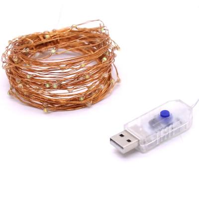 China 10m 100leds Copper Wire String Light 10m 100leds Decorative USB Solar Led Battery Christmas String Light Outdoor Fairy Lights for sale