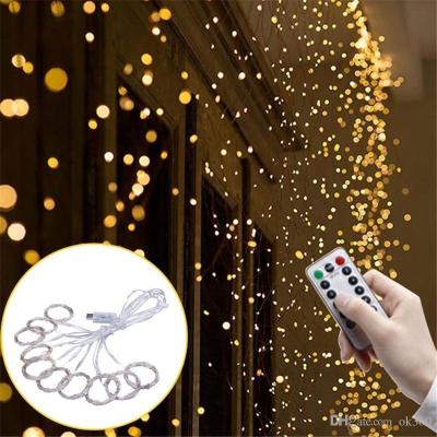 China Solar String Lights 3*3M Indoor Outdoor 300 LED Curtain Wedding Decorate String Lights Christmas Window Twinkle Star Curtain Lights for sale