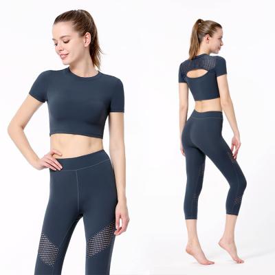 China Breathable High Waist Private Label Seamless Running Yoga Clothes Set for sale