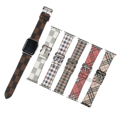 China Classic Watch Band British Style Plaid Watch Band For iwatch Leather Watch Strap for sale