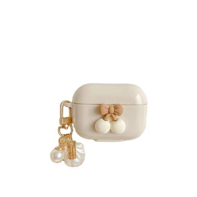 China Fanshion 3D Design Lovely Cute Pearl Clasp Cherry Earphone Case for airpods for sale