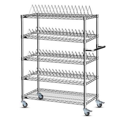 China Adjustable Material Anti-static Coil Frame Mobile SMT Truck ESD Shelf Cart SMD Storage Cart Carbon Steel Spend Chrome Plated Wire Mesh Pull for sale