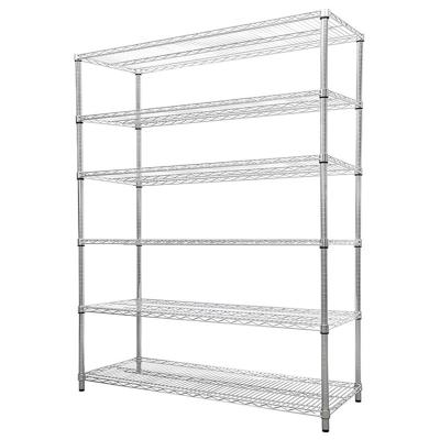 China Heavy Duty 6 Layer Wire Mesh Stainless Steel Storage Shelves Adjustable Chrome Rack for sale