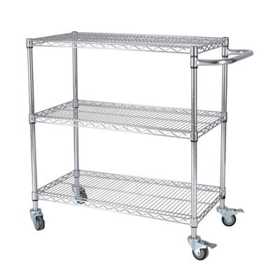 China Adjustable Exquisite Workmanship 3 Tier Storage Trolley Steel Utility Cart Storage In Stock for sale