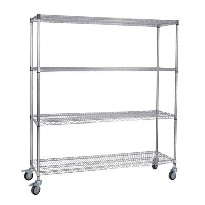 China Adjustable Large Capacity Storage Rack Shelf Cart Shelf Steel 4 Layers for sale