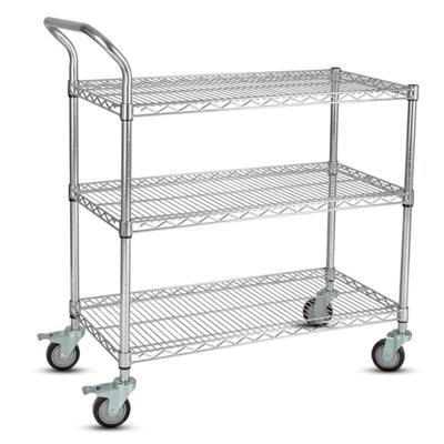 China 3 Layer Mesh Wire Mesh Cart Chrome Plated Chrome Plated Adjustable Truck Logistic Anti-Static Cart E-commerce Matching Truck for sale