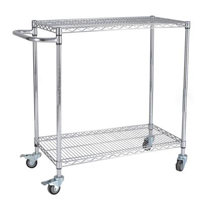 China Two Layers Adjustable Carbon Steel Chrome Stainless Steel Turnover Truck Logistics Cart E-commerce Matching Truck Turnover Car for sale