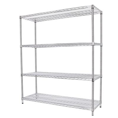 China Corrosion Protection Carbon Steel Wire Mesh Chrome Shelf Metal Wheel Grid Cart Warehouse Stainless Steel Mobile Storage Sorting Rack for sale