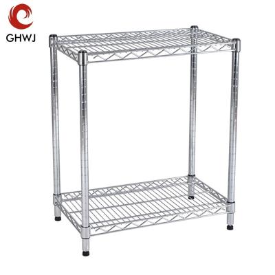 China Corrosion Protection Carbon Steel Wire Mesh Shelf Chrome Metal Shelving Industrial Mesh Hardware Shelving Warehouse Detachable Display Rack for sale