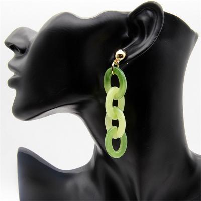 China 2020 Colorful Acrylic Fashion Stock Link Chain Circle Hoop Earrings For Woman for sale