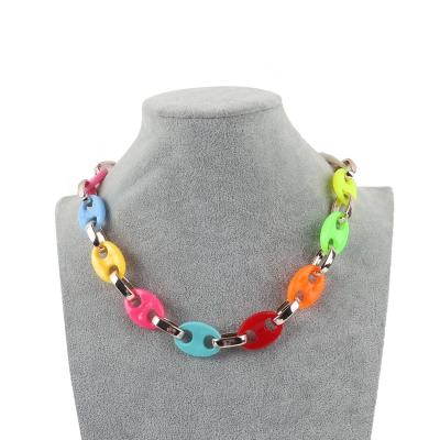 China Vintage Rock Punk Acrylic Chains Choker Necklace For Women Fit Colorful Hog Nose Link Chain Necklace Men Jewelry for sale