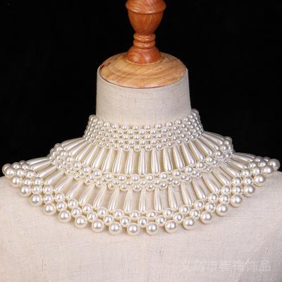 China Handcraft Bag Chain Vintage Pearl Necklace Choker Necklace Women Layered Women Jewelry for sale