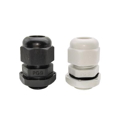 China PG9 IP68 Connector Cable Gland Grommet Nylon Waterproof Nylon Plastic Black White Bushing for sale