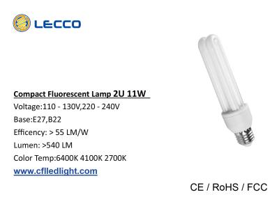 Κίνα 11W T4 συμπαγές Flourescent Lightbulbs, 2 βολβοί Tricolor Triphosphor Cfl καρφιτσών προς πώληση