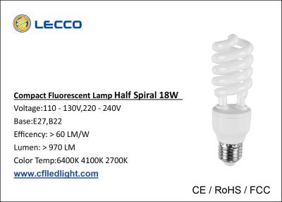 China CFL Compact Fluorescent Lamps / Lightbulbs T3 18W 8000H Long Life Time for sale