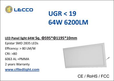 China 64W Led Suspended Ceiling Lights , Warm White Led Panel Light 600 x 1200 For Home for sale