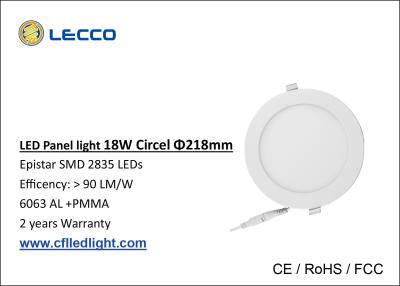 China High Efficiency SMD 2835 Led Round Panel Light 18 Watt 2700K - 6400K for sale