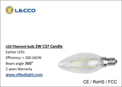 China Soldering Filament LED Bulb , Type B Candelabra Bulb Led 2W E14 AC Current for sale