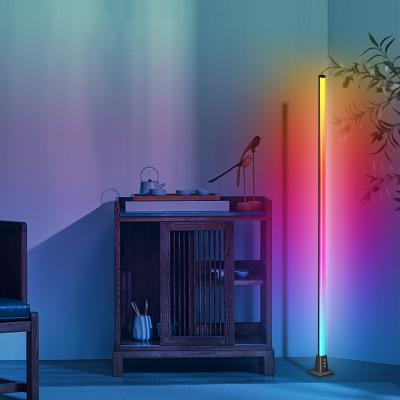 China Modern Simple Modern Light Color Bedroom RGB LED Floor Changing Corner Floor Lamp for sale