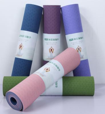 China Double-Layer Two Color 6mm Non-Slip Multifunctional Fitness Mat Non-Slip Yoga Mat Yoga Tape Mat for sale