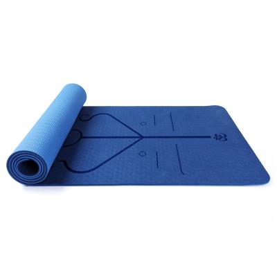 China Double Layer Two Color 6mm Non-slip Line Yoga Mat Non-Slip Yoga Mat Fitness Exercise Band Yoga Mat Posture Mat for sale