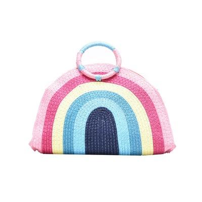 China Fashion weaving mini straw bags summer new tide portable beach backpack contrast color popular Korean fashion for sale