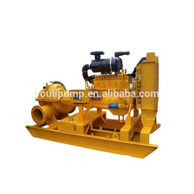 China Drinking water treatment factory direct sales diesel engine dewatering double suction centrifugal pump for sale