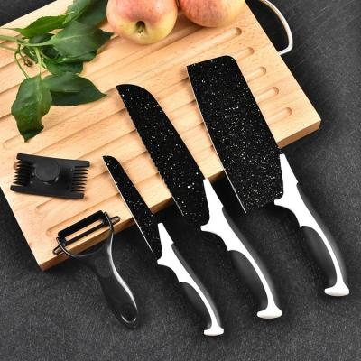 China Kitchen Block Minimalist Multifunctional Knife Set 5pcs Maifan Stone Coating Stainless Steel Christmas Valentine Minimalist Luxury Space for sale