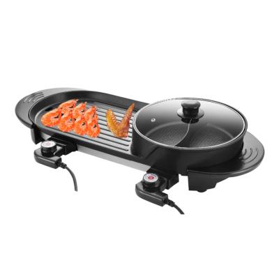 China Easily Cleaned Electric Grill and Smokeless Electric Stove Non Stick BBQ and Grill Electric Hot Pot Grill Detachable Electric Hot Pot for sale