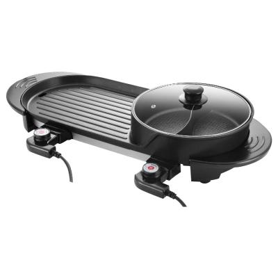 China Car Smokeless 2 in 1 Hot Electric Grill Pan With Pot and Grill Pot for sale