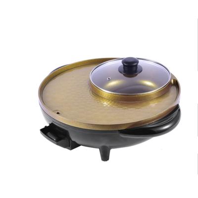 China Multifunctional Electric Roast Frying Pan Non-stick Electric Car Cooker Barbecue with Hot Pot for sale